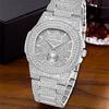 Unique Full Diamond Watch For Men Hip Hop Ice Out Stainless Steel Watches Luminous Waterproof Male Clock
