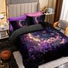 Aesthetic Purple Floral And Moon Print Duvet Cover With Pillowcases, No Filling, Soft Microfiber Bedding For Bedroom Decor