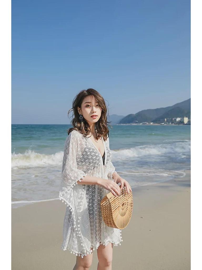 Women's Long White Swimsuit Coverup: Water-Friendly, Loose Fit, Perfect for Beach and Hot Springs.