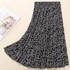 Women Half Length Skirt Summer Ice Silk Pleated Skirt Medium Length Middle-aged Mother High Waisted Floral A-line Skirts