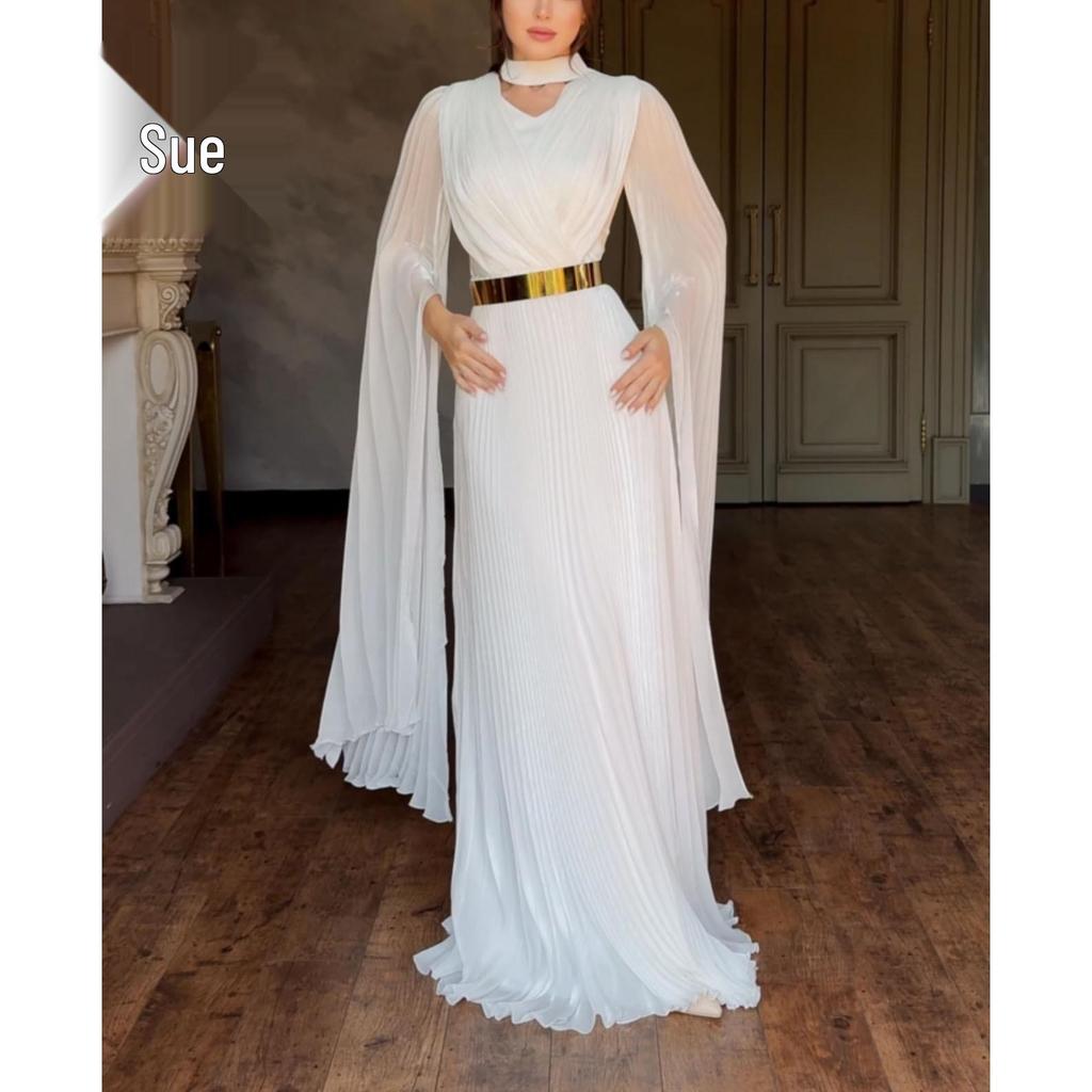 Европейское и американское элегантное сексуальное женское высококачественное плиссированное платье