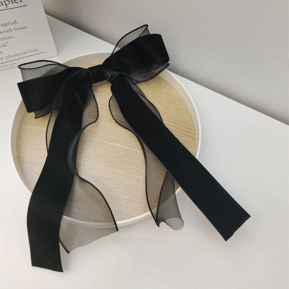 Бархатная шпилька для волос, черные банты, кольцо для волос, французская заколка для волос для девушек
