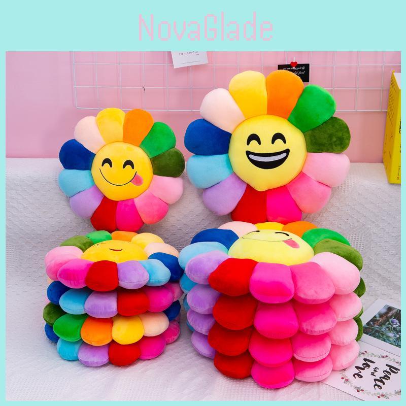 Creative Sunflower Petal Plush Pillow Cute Emoji Cushion Sofa Pillow Customizable