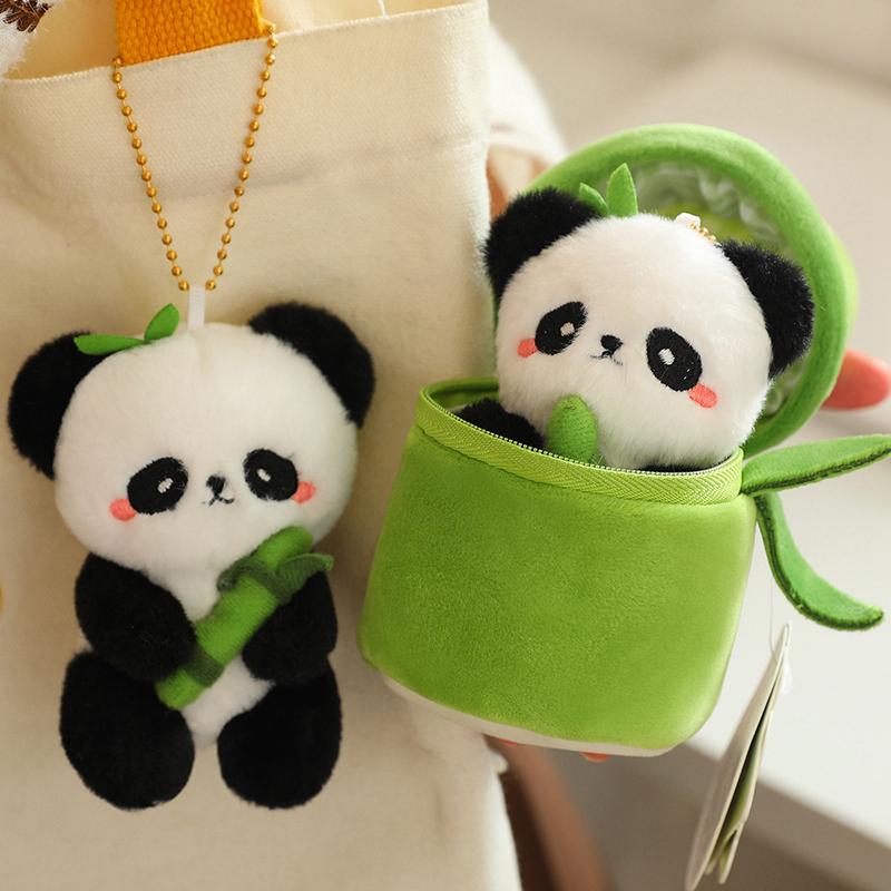 10Cm Bamboo Panda Plush Toys Kawaii Small Pendant Stuffed Animals Soft Doll Fluffy Panda Bag Decor Birthday Gift Toys For Girls