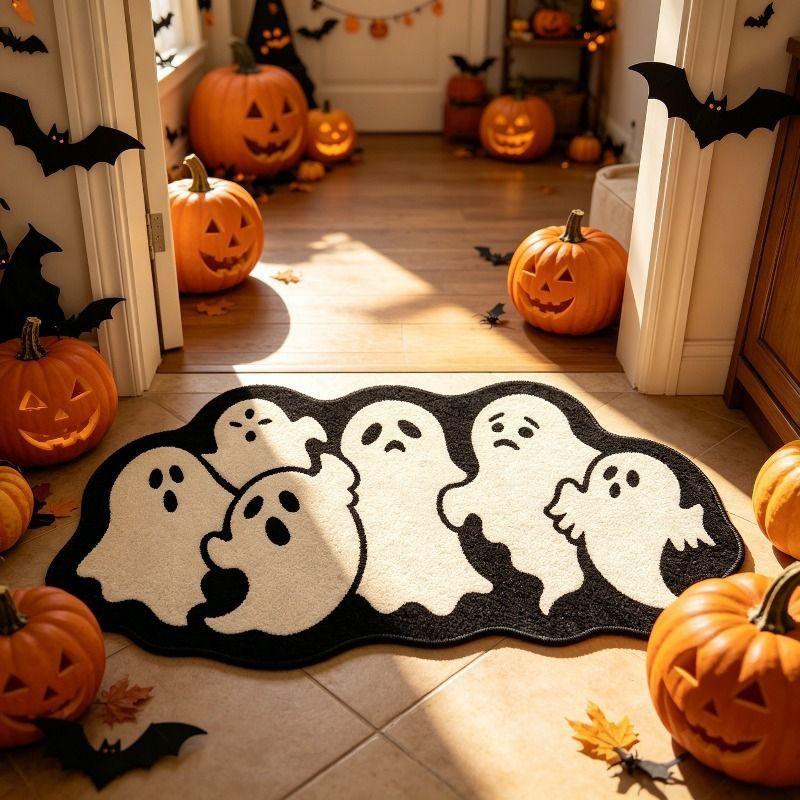 Halloween Alien Ghost Bat Black Cat Door Mat Cute Anti slip Entry Floor Mat Pumpkin Witch Entrance Foot Mat Home Decor