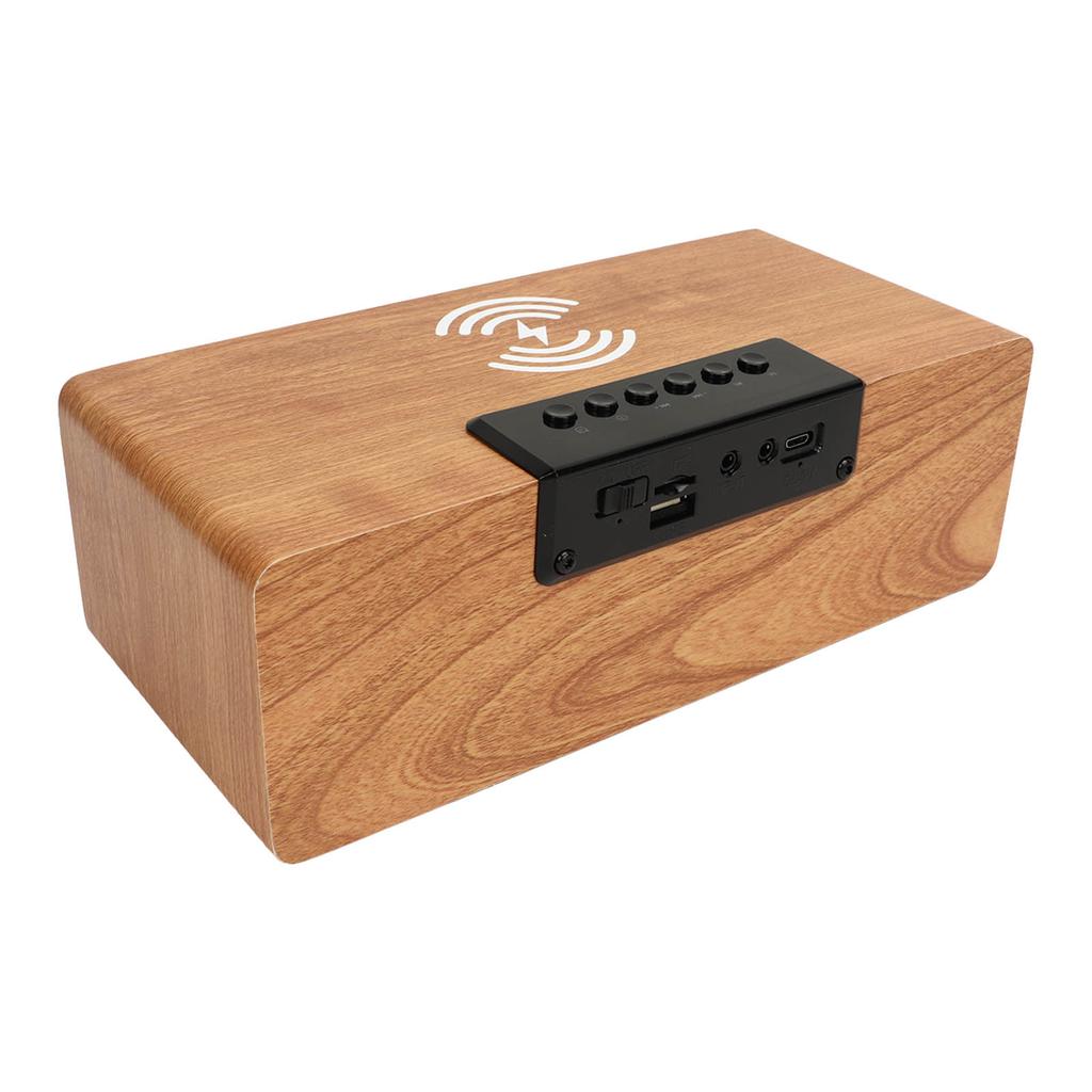 Деревянный Bluetooth-динамик-будильник с FM-радио, беспроводное зарядное устройство для телефона, будильник с Bluetooth
