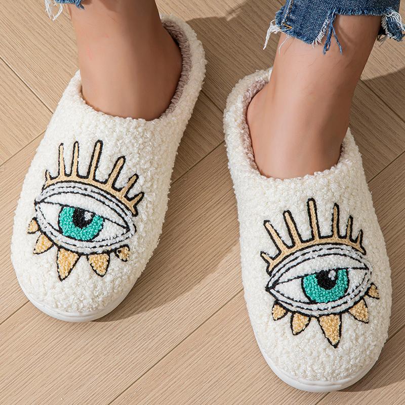 Lucyever Cartoon Home Хлопковые тапочки для женщин Удобные нескользящие плюшевые шлепанцы на платформе Женские шикарные пушистые зимние туфли для пар