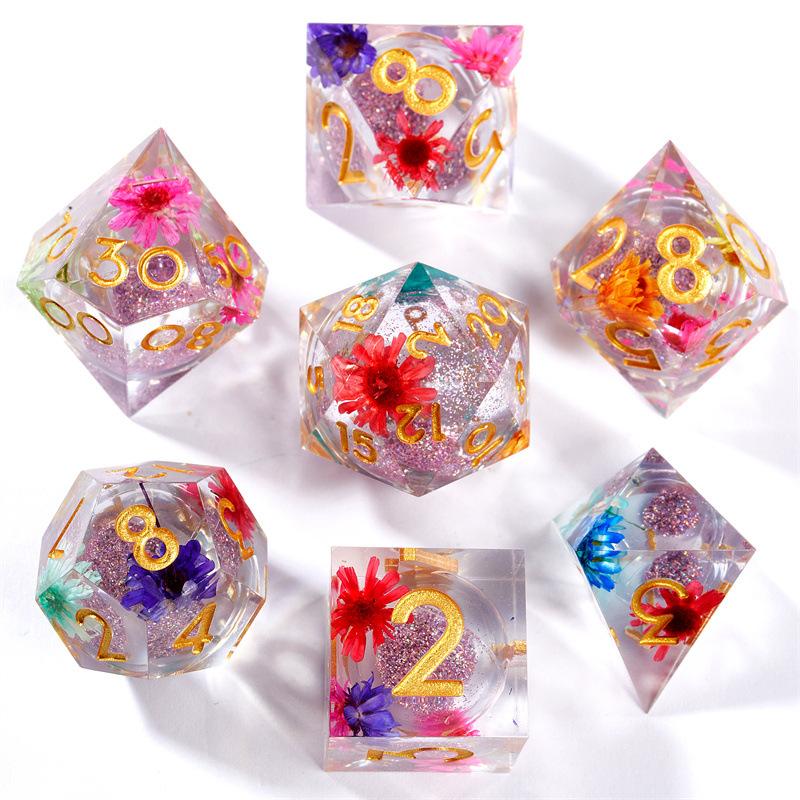 Игральные кости Liquid Core Quicksand Resin DND, игральные кости Sharp Edge Dungeons and Dragons Polyhedron для ролевых игр RPG Explorer Magic