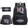 3Pcs/set 26 English Letter Printed Backpack with Shoulder Bag Pencil Case for Student Boy Girl SchoolBag Large Capacity Waterproof Bookbag Kid Gift