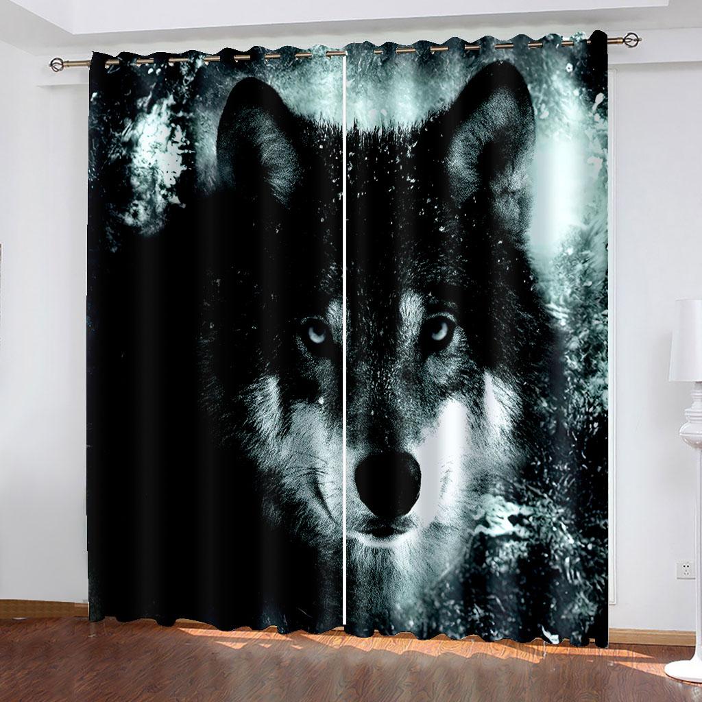 3D Print Rose Lion Tiger Wolf  Animal Shading Windowpane Drape for Children ' s Livingroom Space Bedchamber Kicthen Door HallHouseholdDecoration