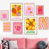 Retro Wall Art Posters and Prints Paired with Strawberry Lemon Card Cocktail Beverage Canvas Painting Wall Pictures