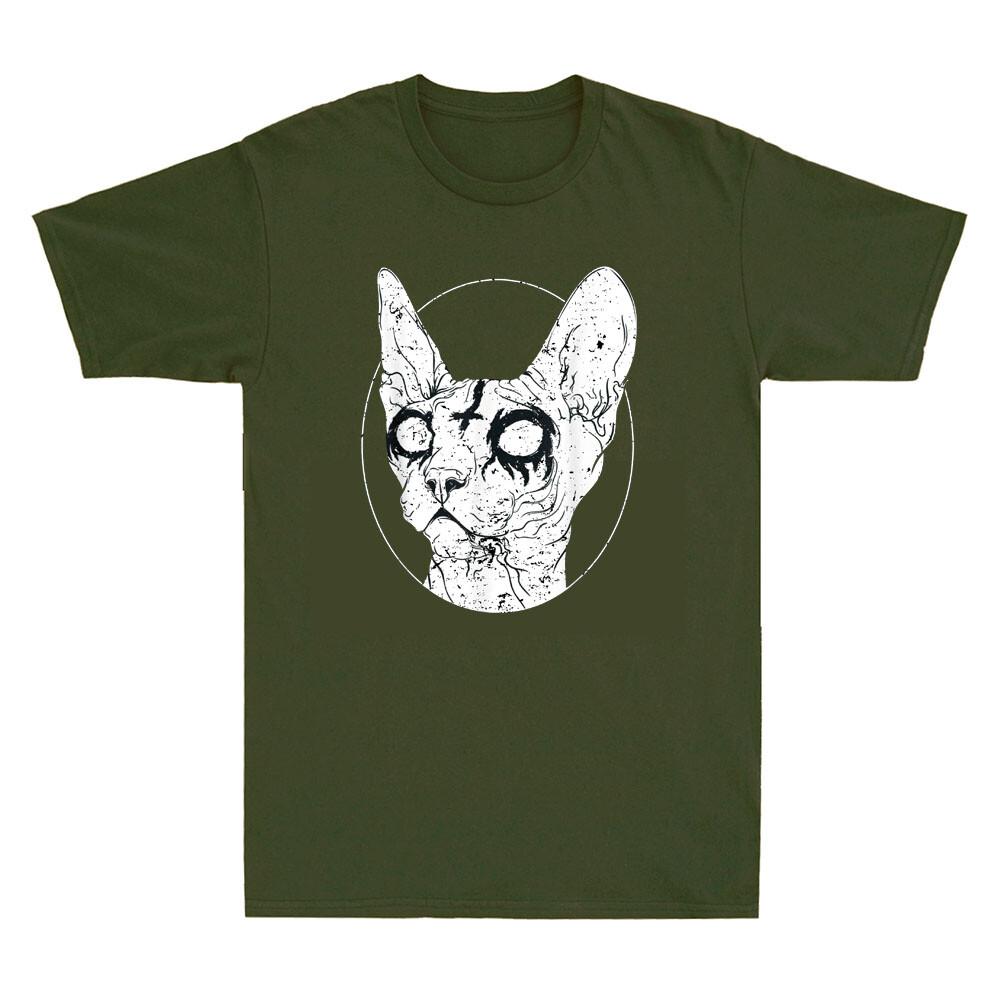 Black Metal Sphynx Cat I Goth and Death Metal Music Lover Vintage Unisexs TShirt