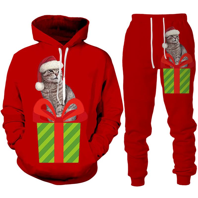 Funny Christmas Theme 3D Print Costume Men/Women Casual Hoodie Pants Outfits Set New Year Party Holiday Streetwear Clothing Suit
