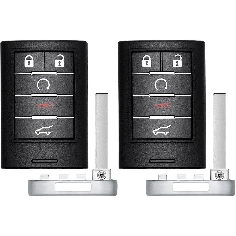 Key Fob Replacement For 2010-2015 Cadillac SRX/ 13-14 ATS XTS/ 14-15 ELR Car Keyless Entry Remote Control, NBG009768T, 5 Buttons, 2Pcs