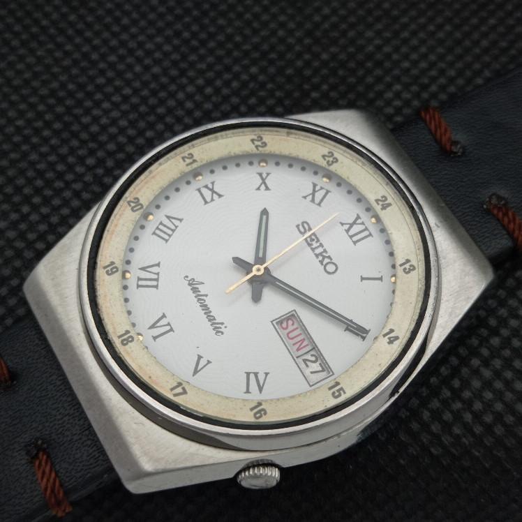 USED VINTAGE SEIKO 5 AUTOMATIC 6309A JAPAN MENS D/D WHITE WATCH 608e-a315938-9 SKU608e-a315938