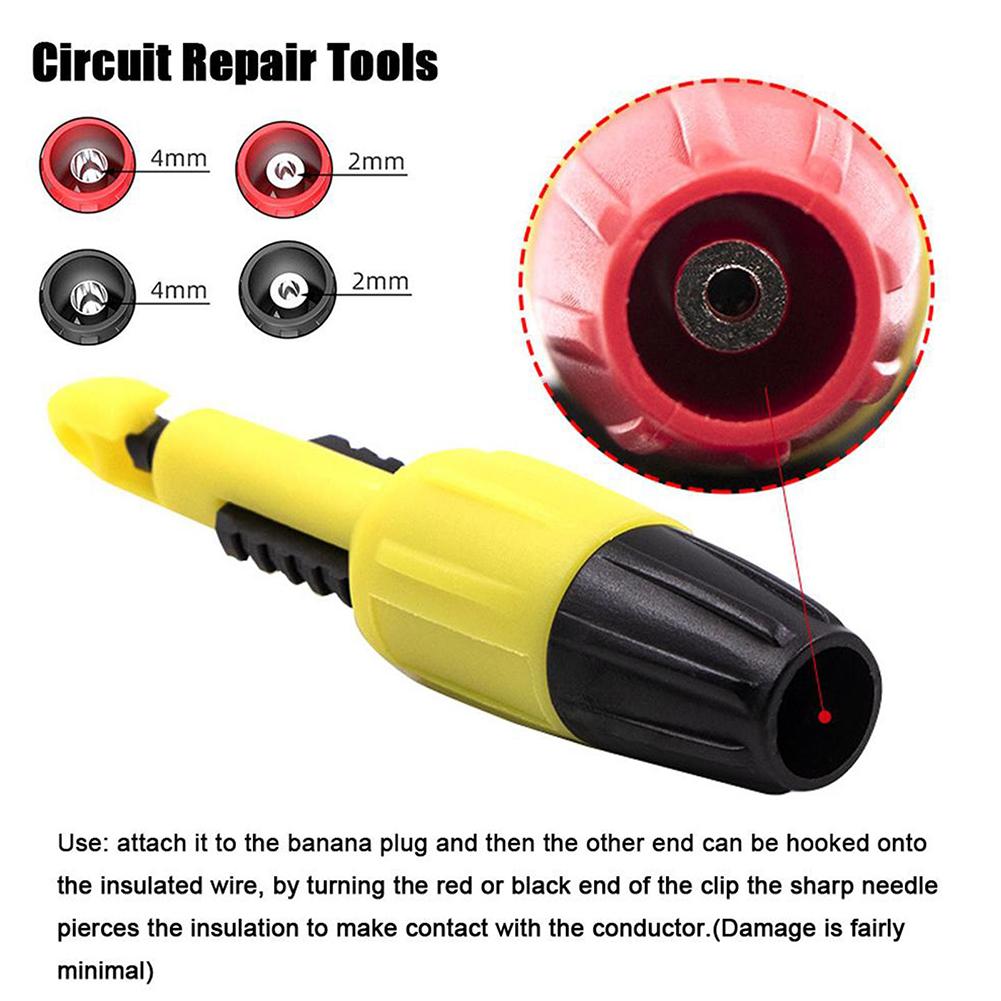 2Pcs Insulation Wire Piercing Puncture Probe Test Hook Clip with 2mm/4mm Socket Automotive Car Repair