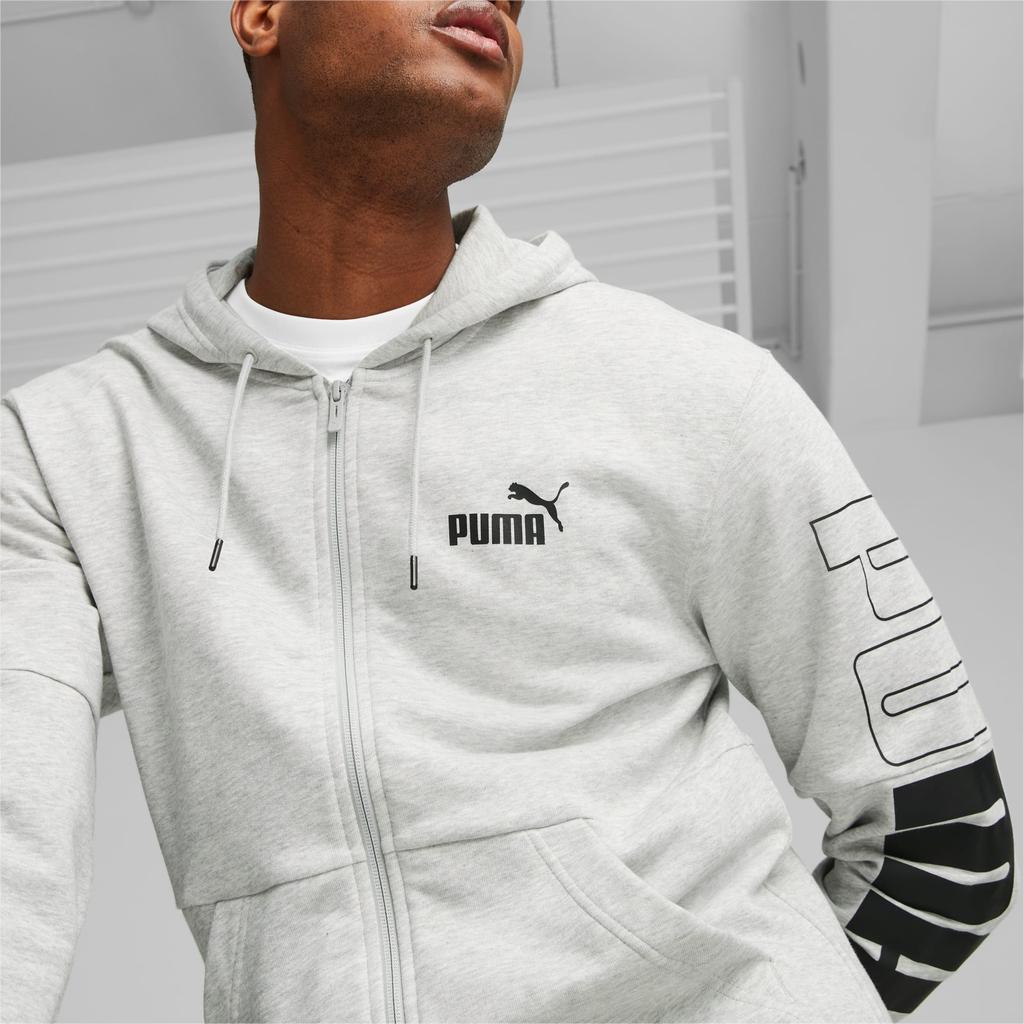 Puma Свитшот с капюшоном и длинным рукавом, повседневный, с дизайном в виде букв, мужской, серый 678487-04