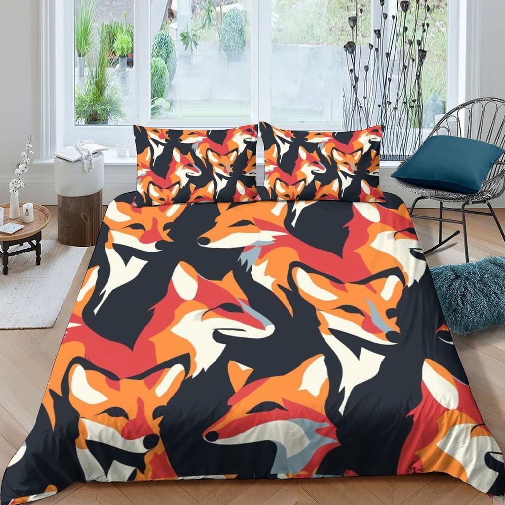 Fox Printed Duvet Cover Quilt Cover Bedding Set Comforter Covers For Childrens Kids And Adults Warm Soft Comfortable Breathable