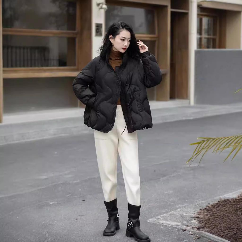 Пуховик женский зимний новый литературный и ретро простой воротник-стойка китайская пряжка кисточка универсальный теплый пуховик