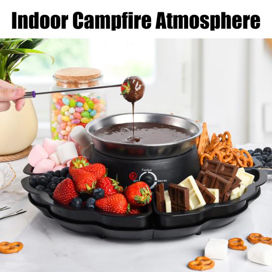 Электрическая фондюшница 2-в-1 с подогревом без пламени и 3-мя регуляторами температуры