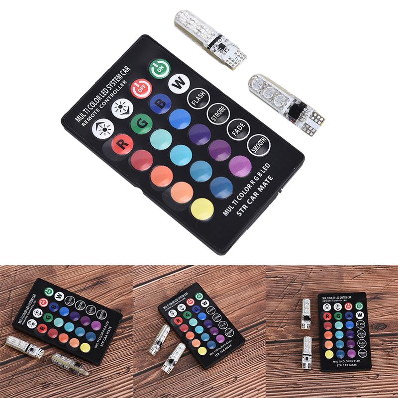 2шт T10 5050 W5W 6 Smd пульт дистанционного управления Rgb светодиодный автомобильный купольный светильник для чтения, лампа накаливания