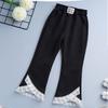 Girls' Pants for Spring and Autumn Children's Spring Pants for Outerwear Black Girls' Elastic Micro Flared Pants