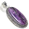 Russian Charoite Gemstone 925 Sterling Silver Jewelry Pendant 3.19"
