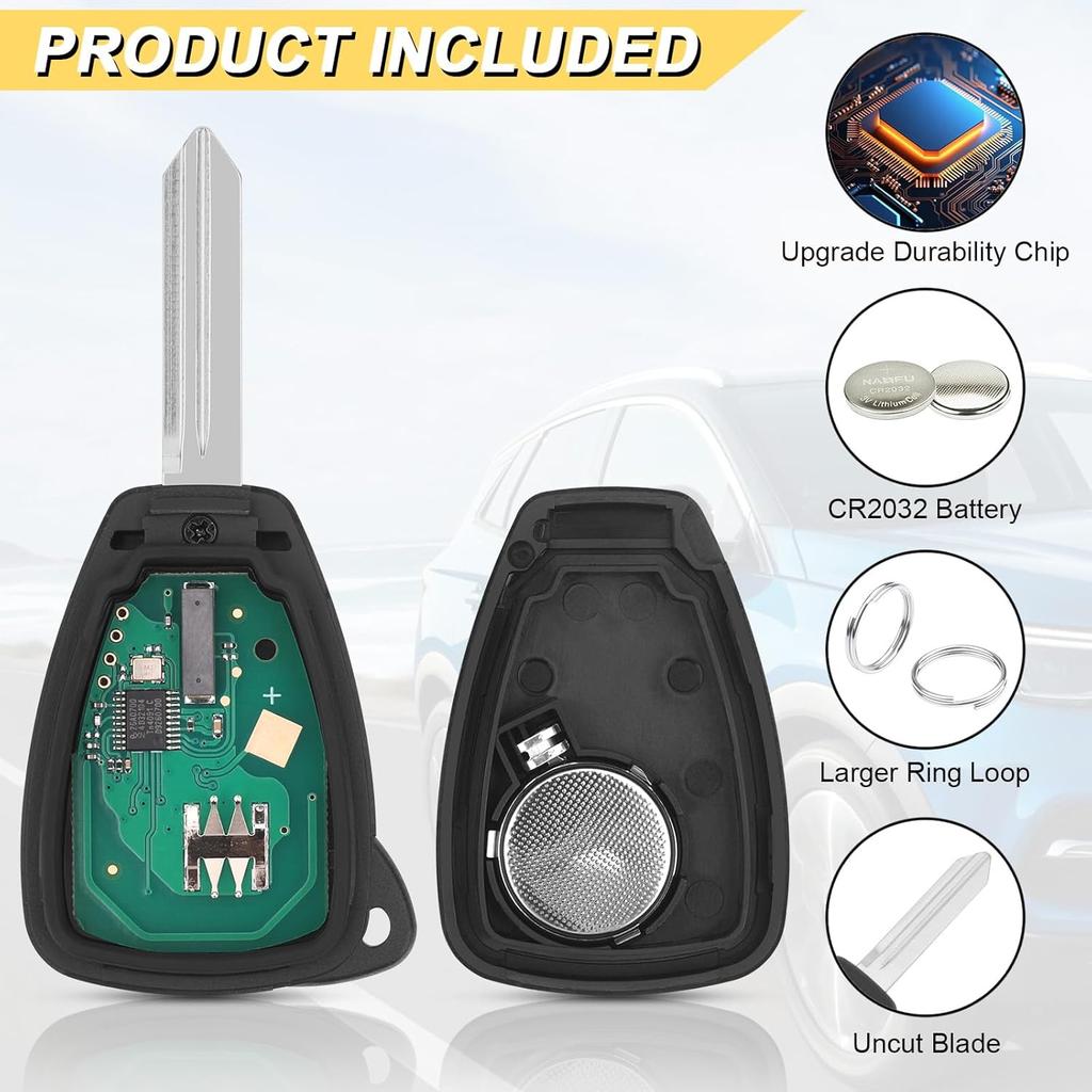 Ключ-брелок подходит для 04-09 Dodge Durango/ 05-11 Dakota/ 06-09 Ram/ 08-14 Avenger/ 07-12 Caliber Nitro/ 06-17 Wrangler/ 07-16 Compass Patriot/ 2006-2010