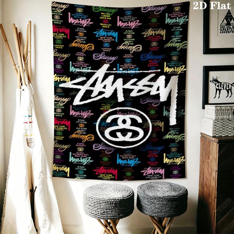 Purple Blue Swirl Marble Tapestry, Streetwear Signature Logo Wall Hanging for Room Aesthetic Decor
