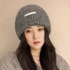 Шапка с большой головой, свободная теплая шерстяная вязаная шерстяная шапка, открывающая лицо, защита маленьких ушей, большая кромка, холодная шапка, начес