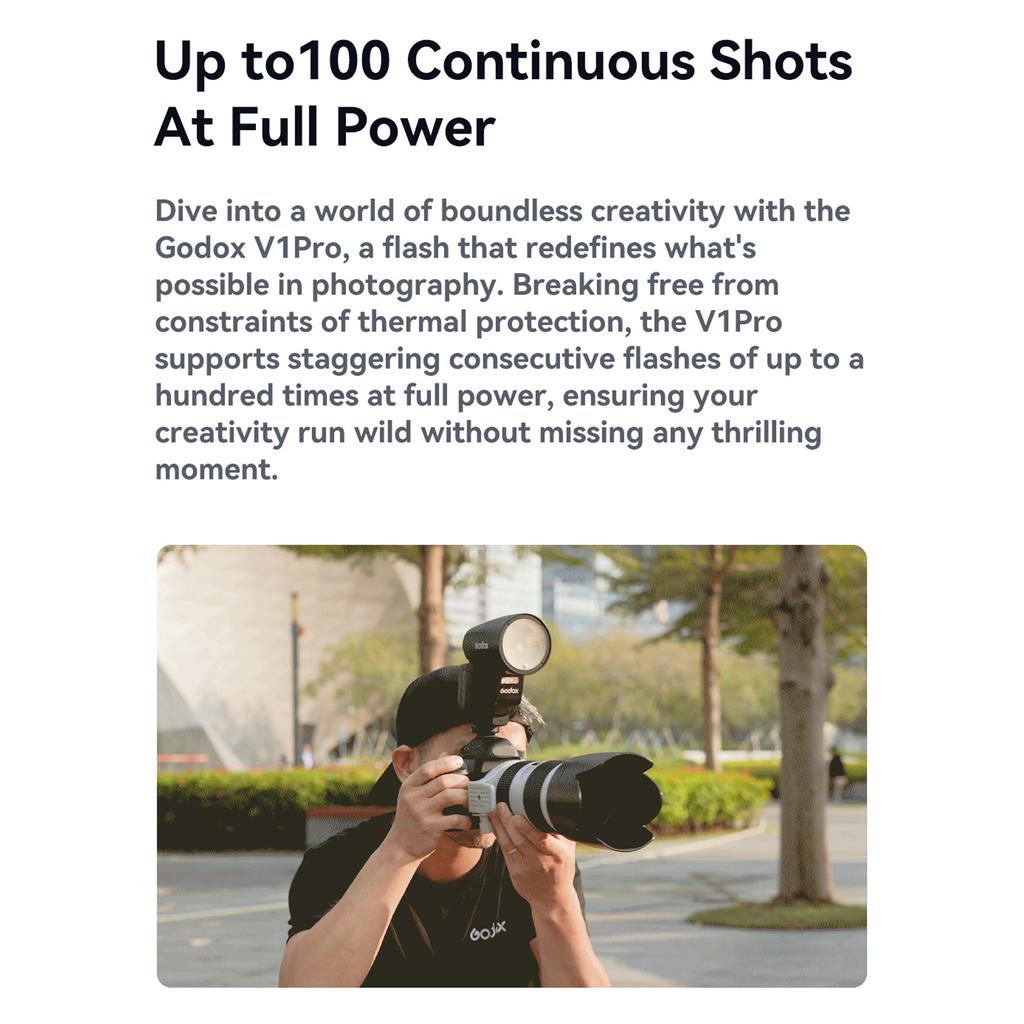 GODOX V1 PRO F 2.4G Wireless Camera Flash 1/8000s HSS 1.3s Recycle Time with M/TTL Flash Mode 10