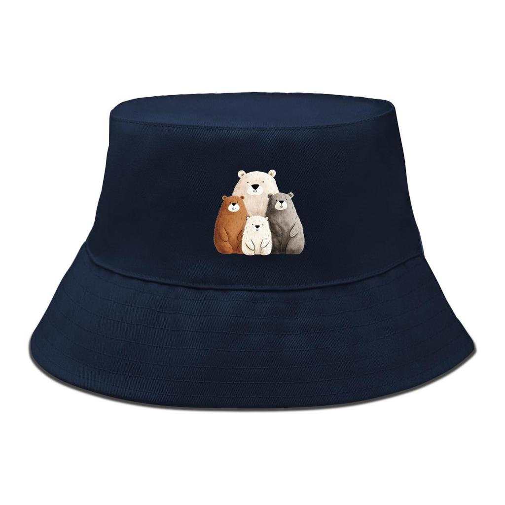 Панама с принтом семьи медведей, женская кепка с животными, конфетного цвета, унисекс, повседневная, шляпа для рыбалки