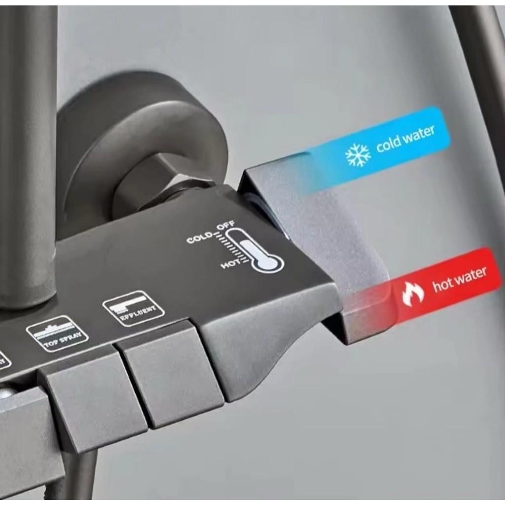 Настенная Душевая Система Высокого Давления Четыре-в-одном Квадратный Душевой Набор с Клавишами Пианино Ванная Комната Нержавеющая Сталь Водонагреватель