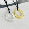 European-American Geometric Irregular Heart Hollow Pendant Oval Wax Rope Necklace