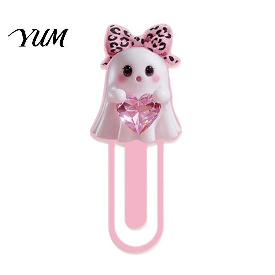 Decorative Reading Accessories Halloween Cute Acrylic Bookmark, Durable Cartoon Page Marker, Book Clips for Students Elastic Clip Design Stationery