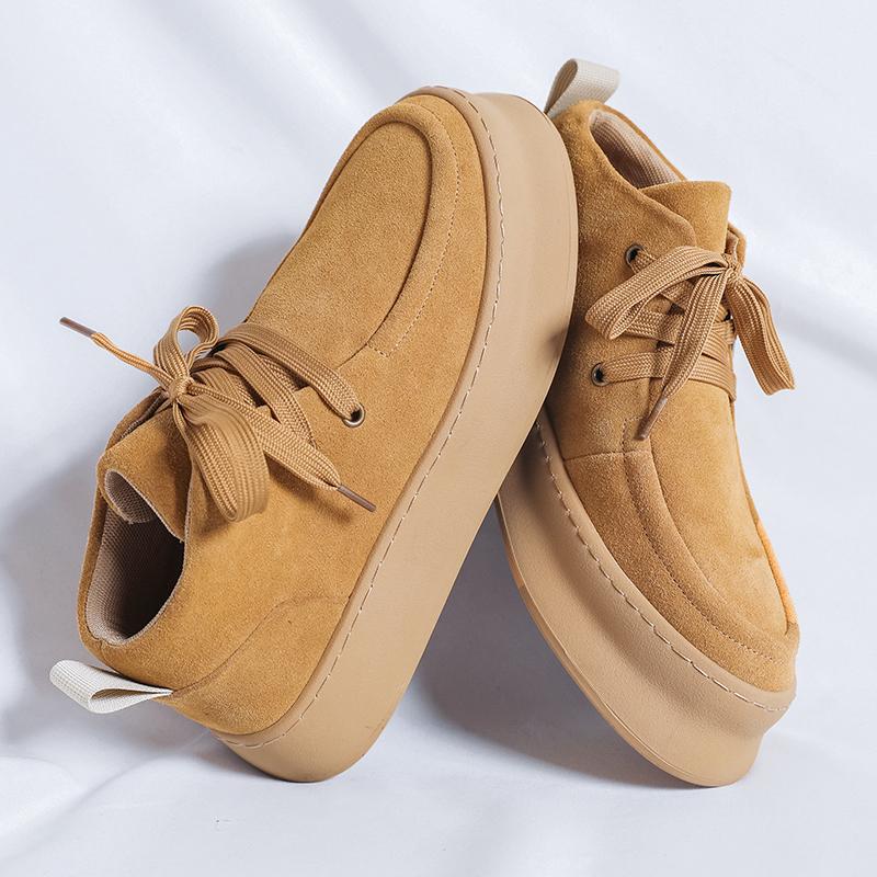 Genuine Leather Men's Casual Boots Fashion Designer Ankle Boots Handmade Sewing Male Walking Shoes Warm Plush Fur Winter Boots