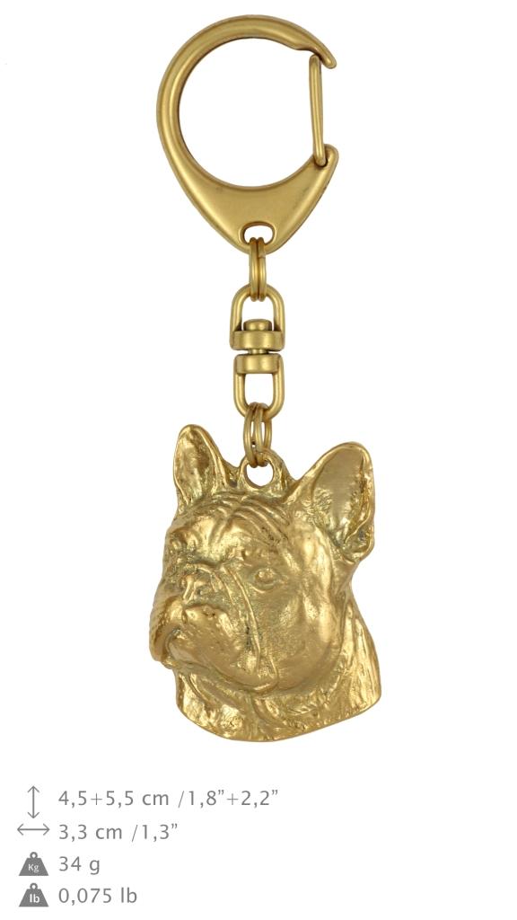 Buldog Francuski Ii - Pozłocony Brelok Do Kluczy Z Psem W Pudełku Prezentowym, Ozdoba Torebki, Luksusowy Dodatek Marki Art-Dog