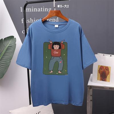 Новая летняя футболка большого размера Kawaii, мягкие хлопковые футболки для женщин, модный женский топ с принтом для спящей девушки