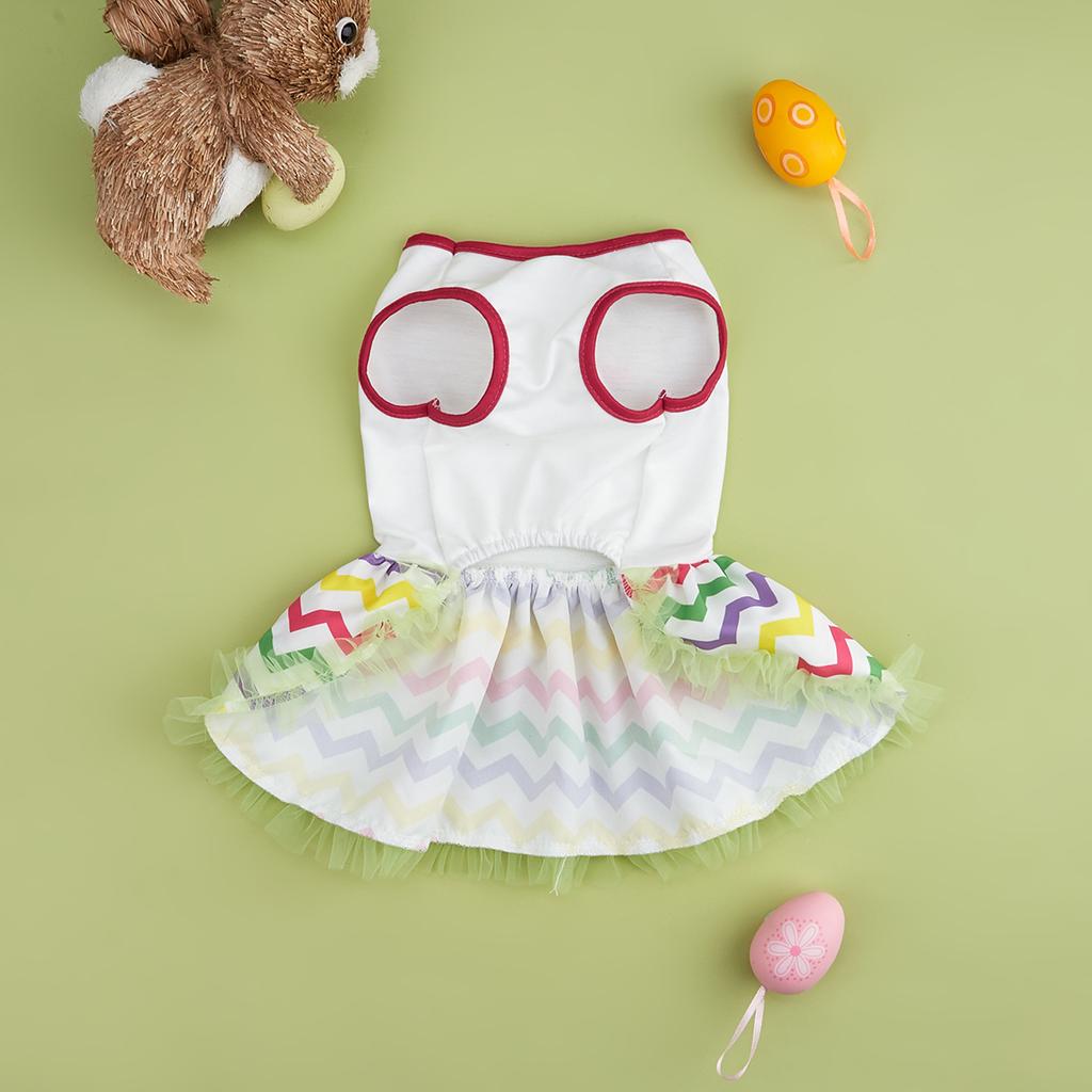 Пасхальное платье для питомца с разноцветным яйцом и бантом, радужная тюлевая юбка, эластичная талия, милый наряд для щенка, модная одежда для маленькой собаки