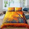 Комплект пододеяльника «Лес», Постельное белье с осенними листьями на тему природы для женщины, Покрывало «Осенние деревья, лес, охотник, лесной, красный, ветви»