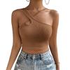 European & American Women's 2024 Autumn/Winter Sexy Slim Hollow Waffle Ultra-Short Camisole Top