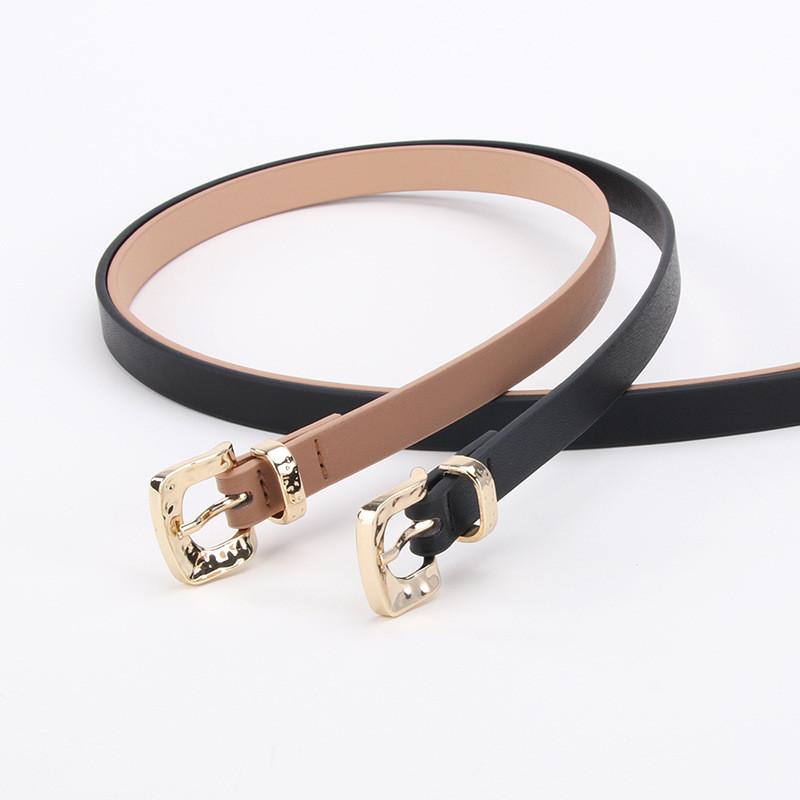 Korean Style Elegant Leather Belt For Dress And Jeans With Metallic Pin Buckle And Crocpattern Finish
