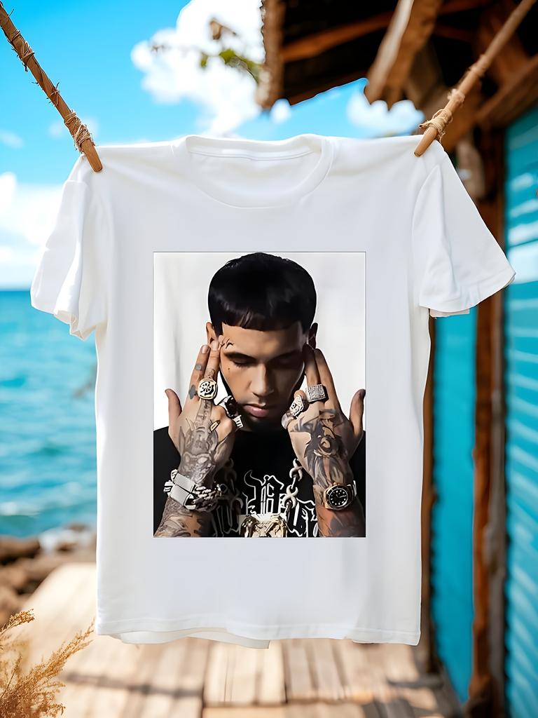 Хип-хоп футболка Anuel AA Real Hasta La Muerte 100% Хлопок