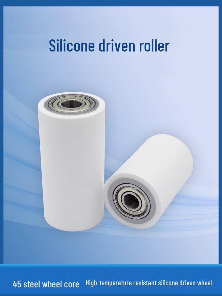 60° Soft Silicone Roller with Double Bearing: High-Temp Resistant Shock Absorbing Rubber Coated Wheel
