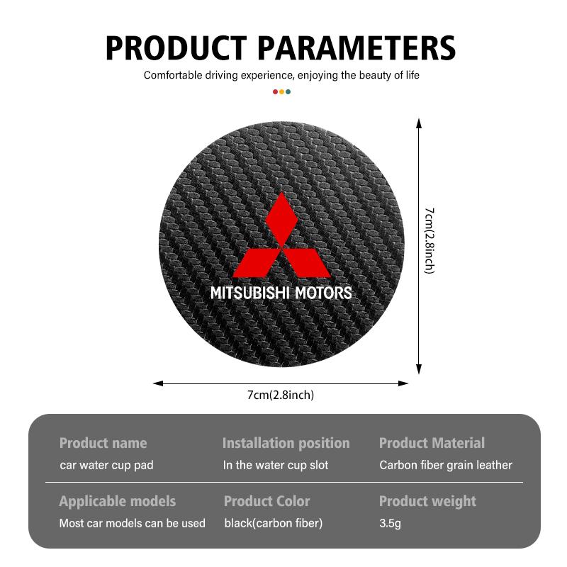2Pcs Car Coasters Water Cup Holder Pads Anti Slip Accessories For Mitsubishi Outlander Lancer Cross Colt Xpander Mirage Attrage