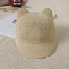 Cartoon Ears Kids Hat Summer Straw Hollow Girl Boy Sun Hat Solid Color Snapback Children Baseball Cap Kids Beach Hat