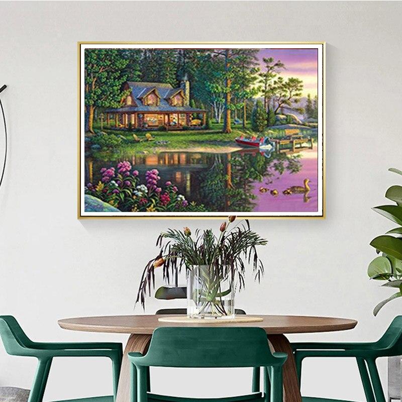 5D Алмазная живопись Пейзаж с полным круглым сверлом для домашнего декора