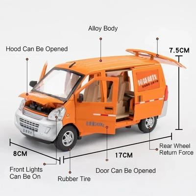 Масштаб 1:24 WULING RONGGUANG Фургон Модель Игрушечный Автомобиль Звук Свет Двери Открываются Симуляция Транспортные Средства Модели Игрушки-Украшения для Мальчиков