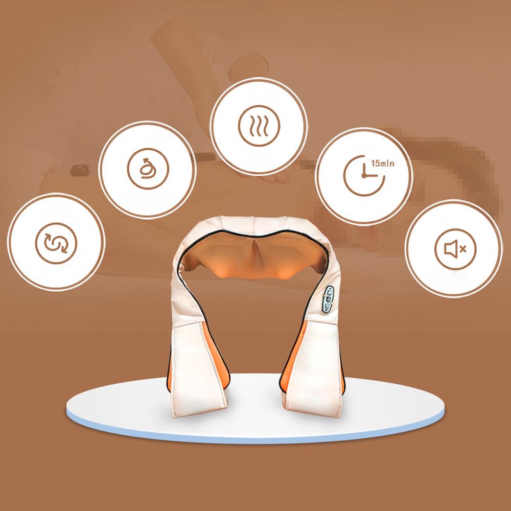 Электрический массажер для шеи, спины, подушка шиацу, инфракрасный нагревательный роликовый массажер, релаксация плеч, тела