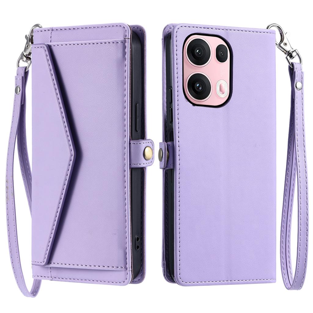For Oppo Reno13 Pro 5G Leather Case with Wrist Strap Wallet Stand Phone Cover